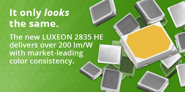 Lumileds Drives Efficacy to Over 200 lm/W in Popular 2835 Package